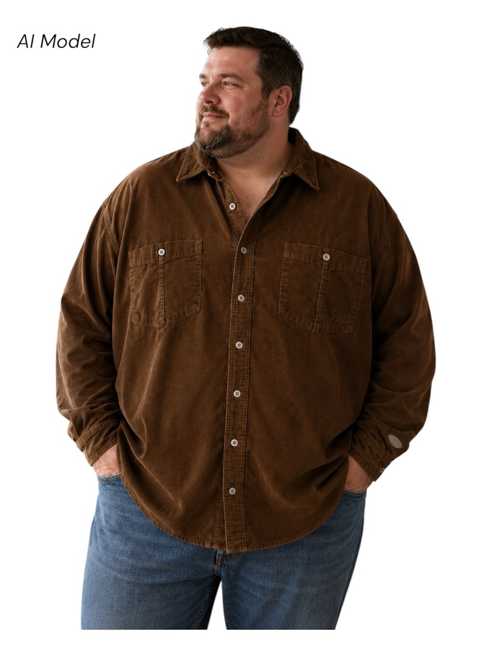 Harley Davidson Men’s Shirt Corduroy Brown 3XL